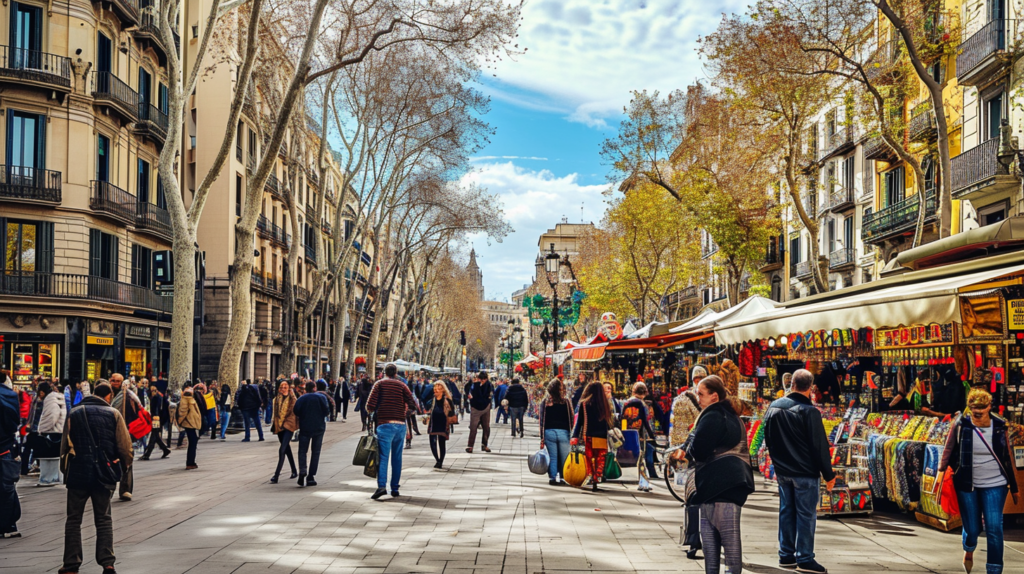 Image of the busy Las Ramblas