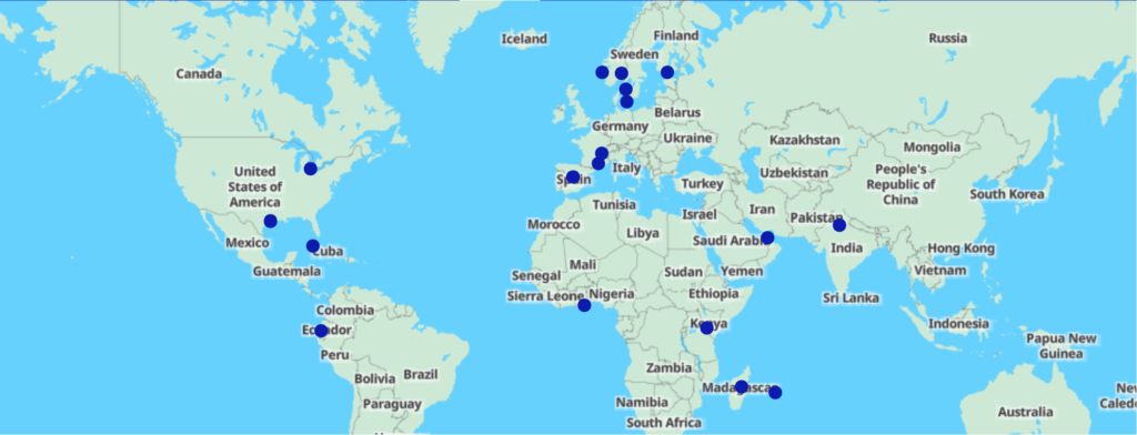 Map of the cites included in the March 2024 Flying Blue Promo Rewards